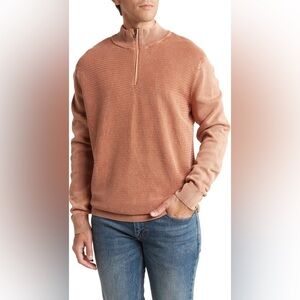 Coastaoro Sweatshirt Mens XL Coral 1/4 Zip Pullover 100% Cotton
